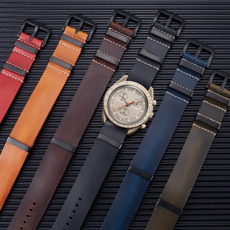 BINLUN Leather Watch Band Crazy Horse Oiled Leather Watch Straps 18mm 19mm 20mm 21mm 22mm 24mm Replacement One-Piece Watchbands for Men and Women Silver & Black Buckle - Image 5