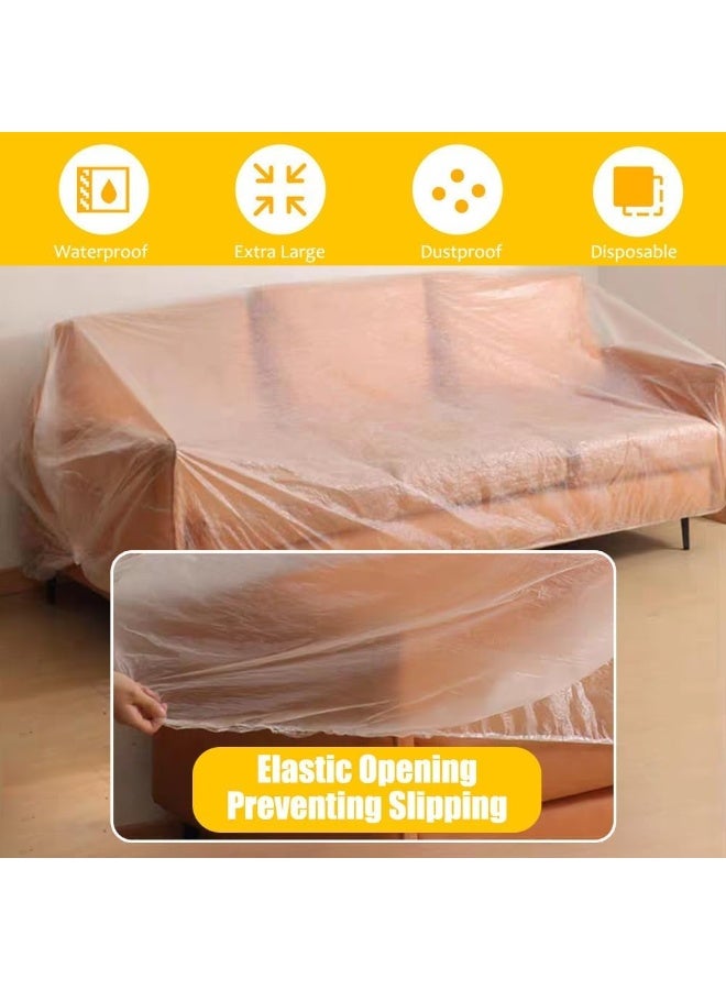2 Pieces Furniture Dust Covers with Elastic,Extra Large Sofa Couch Cover, Durable Waterproof Furniture Protector, Clear Moving Storage Bag for Bed Sofa Dining Table TV Cabinet,17 x 7.8 Ft - Image 4