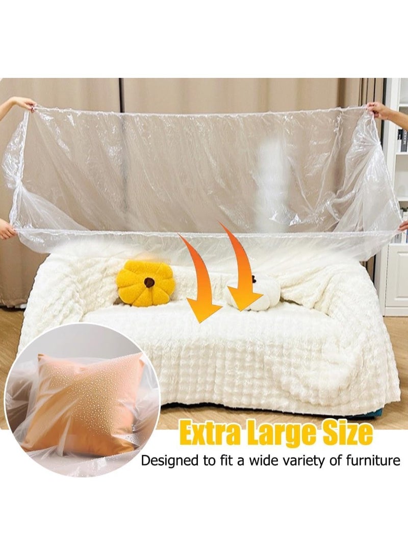 2 Pieces Furniture Dust Covers with Elastic,Extra Large Sofa Couch Cover, Durable Waterproof Furniture Protector, Clear Moving Storage Bag for Bed Sofa Dining Table TV Cabinet,17 x 7.8 Ft - Image 5
