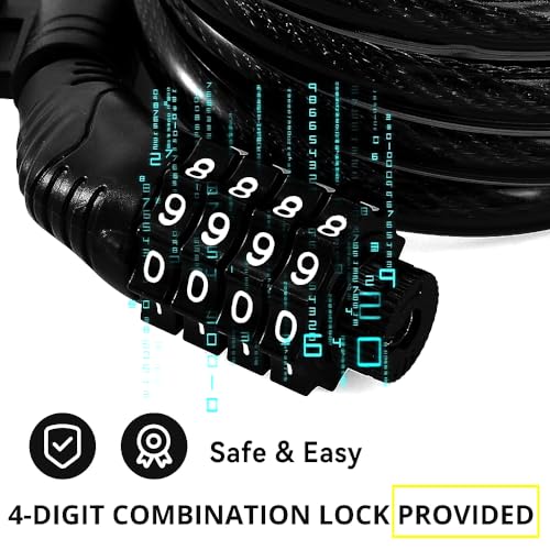 PRO365 Premium 4 Digit Combination Cycle Lock | Heavy-Duty Anti-Theft Steel Cable with PVC Coating | 12mm x 1200mm Universal Lock for Bike, Bicycle, Helmet & Luggage - Image 2