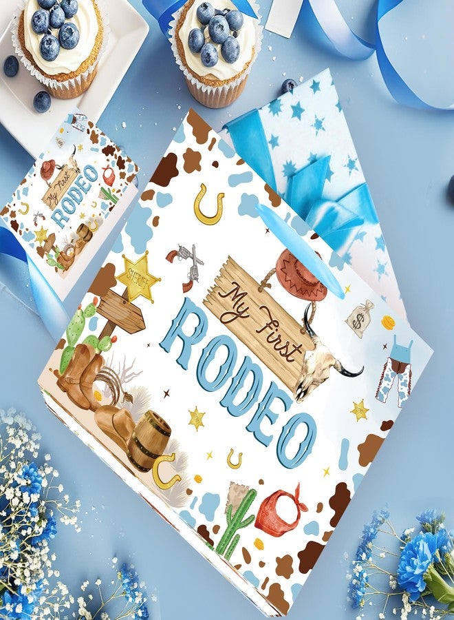 EoBeCy My First Rodeo Birthday Gift Bags, Western Cowboy 1st Birthday Gift Bag with Tissue Paper and Greeting Card, Baby Boy Wrapping Paper for 1 Year Old Birthday Party Supplies - Image 5