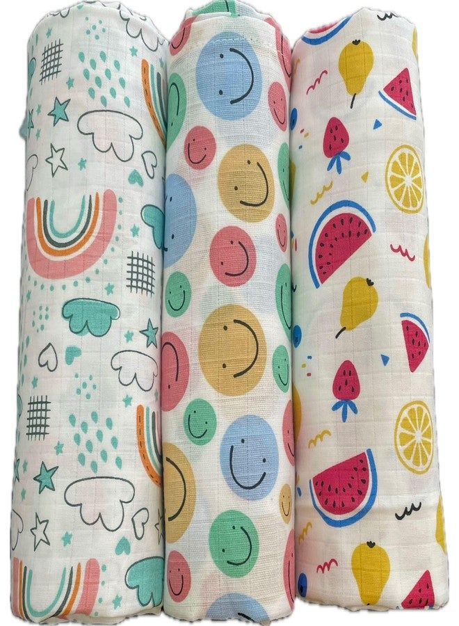 Reexplore Muslin Cotton Swaddle for Newborns | Ultra Soft Organic Baby Wrap Blanket | Lightweight Breathable Infant Sleeping Sheet | Large Size Baby Cloth for Feeding, Burping (100x100 cm, Pack of 3) - Image 1