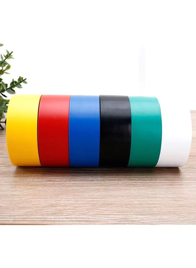 PROMASS 6 pcs General Purpose Electrical Tape PVC Electrical Wire Insulating Tape Assorted Colors， Yellow, Red, Blue, Black, Green, White  - Image 1