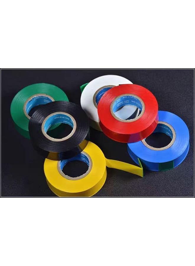 PROMASS 6 pcs General Purpose Electrical Tape PVC Electrical Wire Insulating Tape Assorted Colors， Yellow, Red, Blue, Black, Green, White  - Image 3