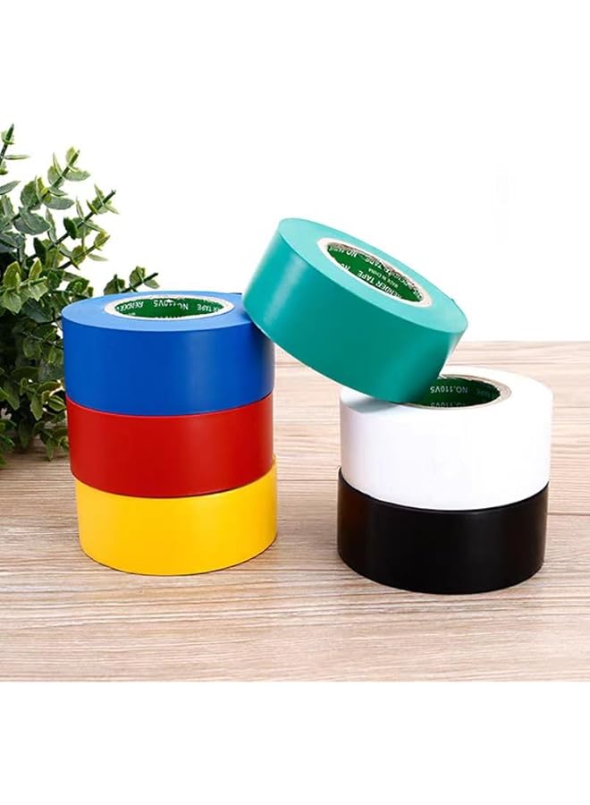 PROMASS 6 pcs General Purpose Electrical Tape PVC Electrical Wire Insulating Tape Assorted Colors， Yellow, Red, Blue, Black, Green, White  - Image 2