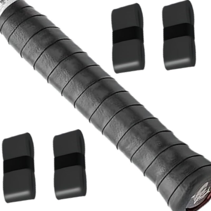 Racket Grip Pack of 4 PU Material(Rubber) Badminton/Squash/Tennis (Pack of 4 Black)
