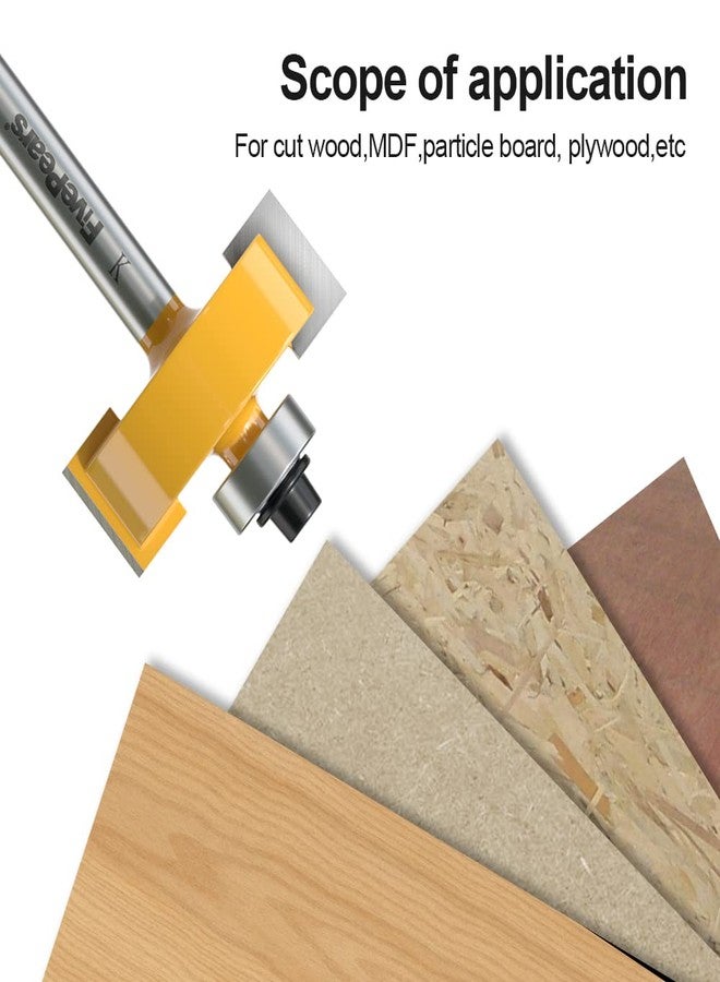 Fivepears 1/4 Inch Shank Rabbet Router Bit with 6 Bearings Set, Rabbeting Router Bit can Interchangeable and Adjustable Multi Depths Cutter 1/8", 1/4", 5/16", 3/8", 7/16", 1/2" … - Image 5