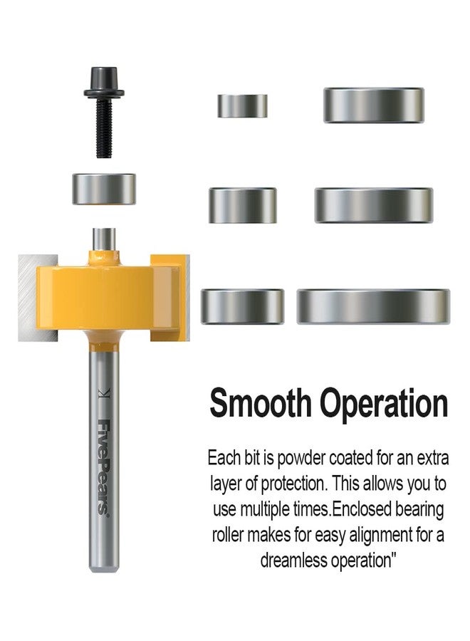 Fivepears 1/4 Inch Shank Rabbet Router Bit with 6 Bearings Set, Rabbeting Router Bit can Interchangeable and Adjustable Multi Depths Cutter 1/8", 1/4", 5/16", 3/8", 7/16", 1/2" … - Image 4