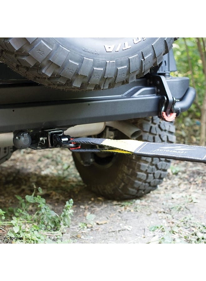 AUTOSMART Double Web Loop End Tow Strap Recovery Kit Yellow and Black 3 x 360 Inch CT33028  - Image 2