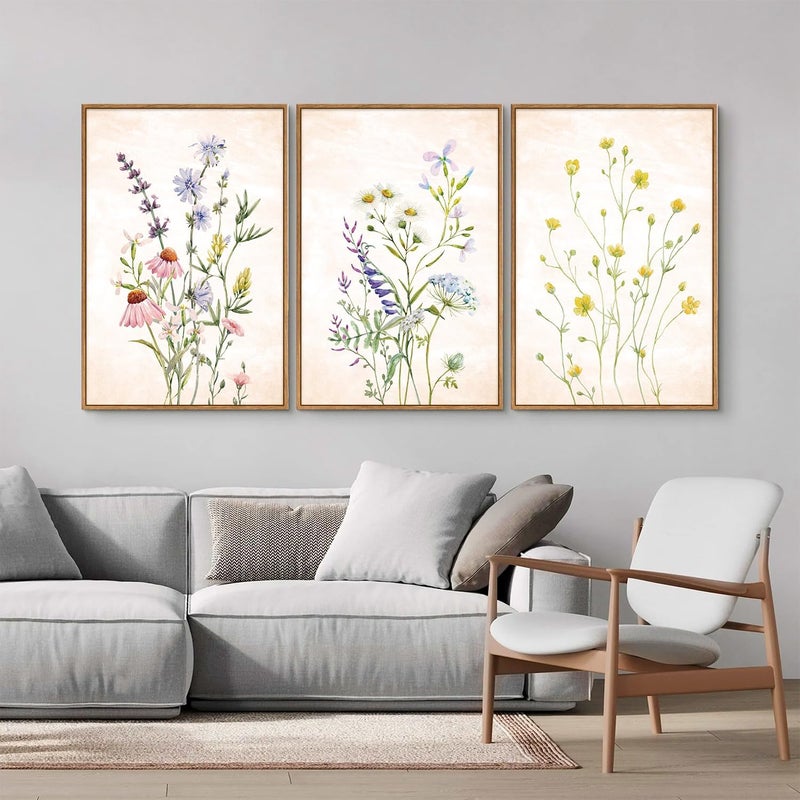 EMODA Canvas Wall Art Set of 3 with Outer Frame, 60 x 80 cm Each, Premium Framed Canvas Prints for Living Room Bedroom Office Home Décor, Modern Wall Decoration Artwork Set - Image 3