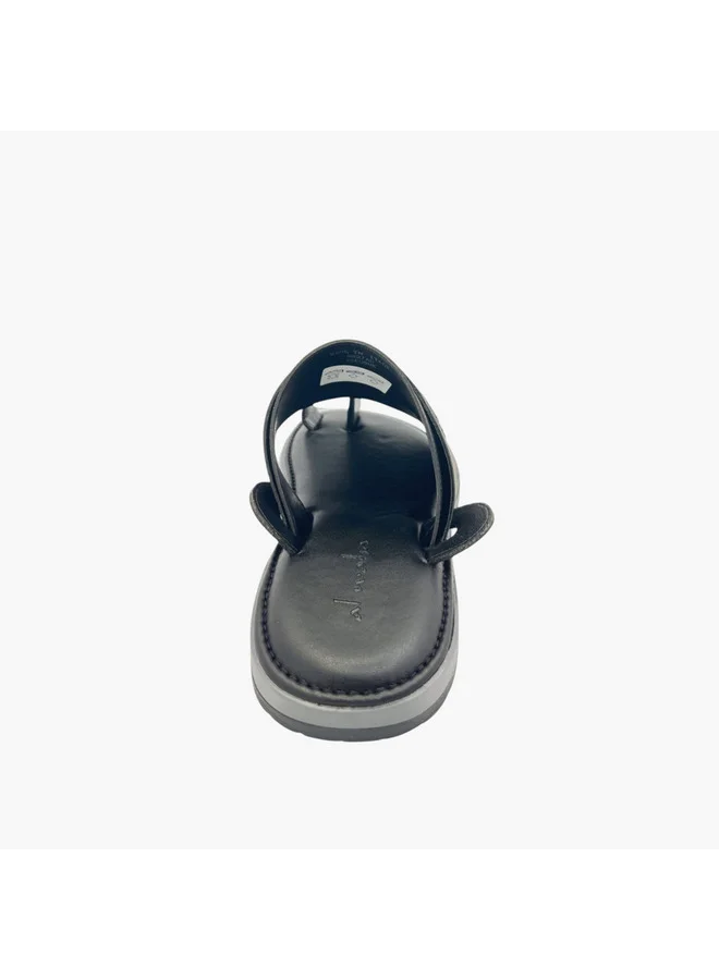 الواحة Men's Embroidered Slip-On Arabic Sandals with Toe Loop