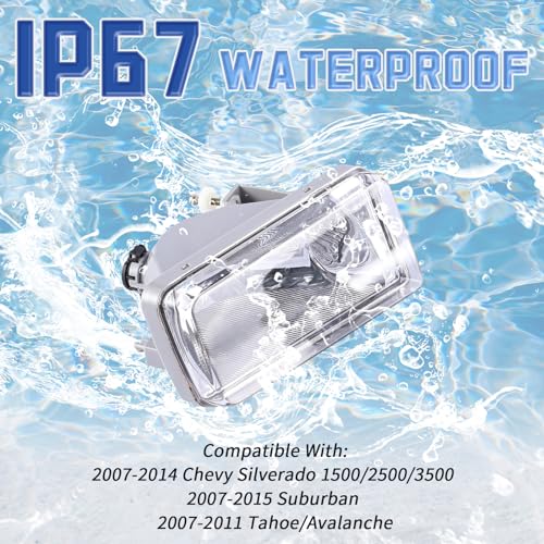 VPIMOZO Fog Lights Clear Lens Compatible with 2007 2008 2009 2010 2011 2012 2013 2014 Chevy Silverado 07-13 Avalanche/Suburban 07-15 Tahoe 2015 Suburban With Bulbs Fog light kit 1 Pair - Image 5