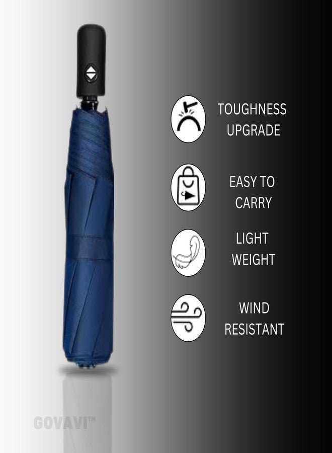 GOVAVI™ Umbrella Automatic Open Travel Umbrella with Wind Vent,Umbrella big size for men, Umbrella for girls, Umbrellas for rain,Windproof Umberalla Large for Man,Women (Multicolur) (Blue) - Image 3