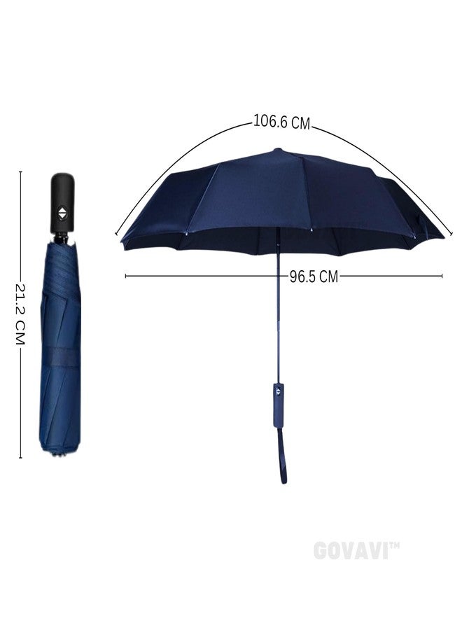 GOVAVI™ Umbrella Automatic Open Travel Umbrella with Wind Vent,Umbrella big size for men, Umbrella for girls, Umbrellas for rain,Windproof Umberalla Large for Man,Women (Multicolur) (Blue) - Image 2