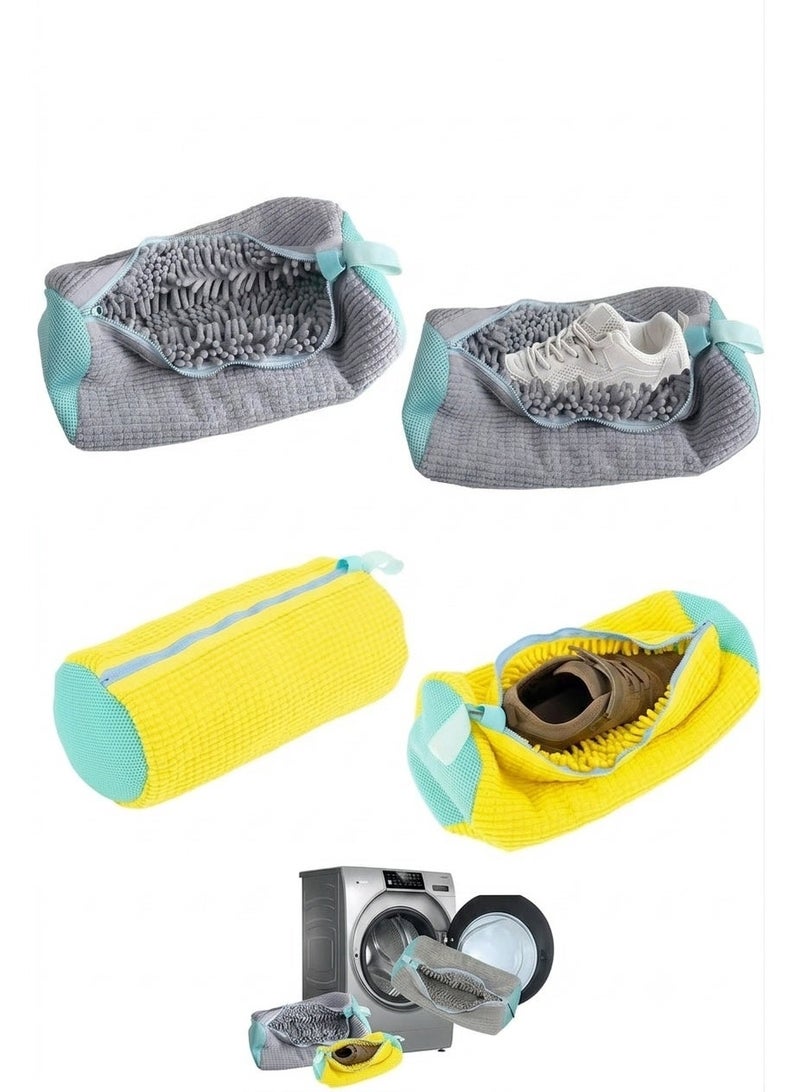 Padded Shoes Washing Machine Bag - Shoes Laundry Bag with Chenille Fibers for Deep Cleaning - Protective Mesh Bag with Durable Zipper. - Image 1