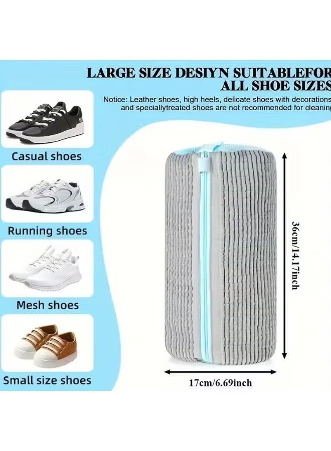 Padded Shoes Washing Machine Bag - Shoes Laundry Bag with Chenille Fibers for Deep Cleaning - Protective Mesh Bag with Durable Zipper. - Image 5