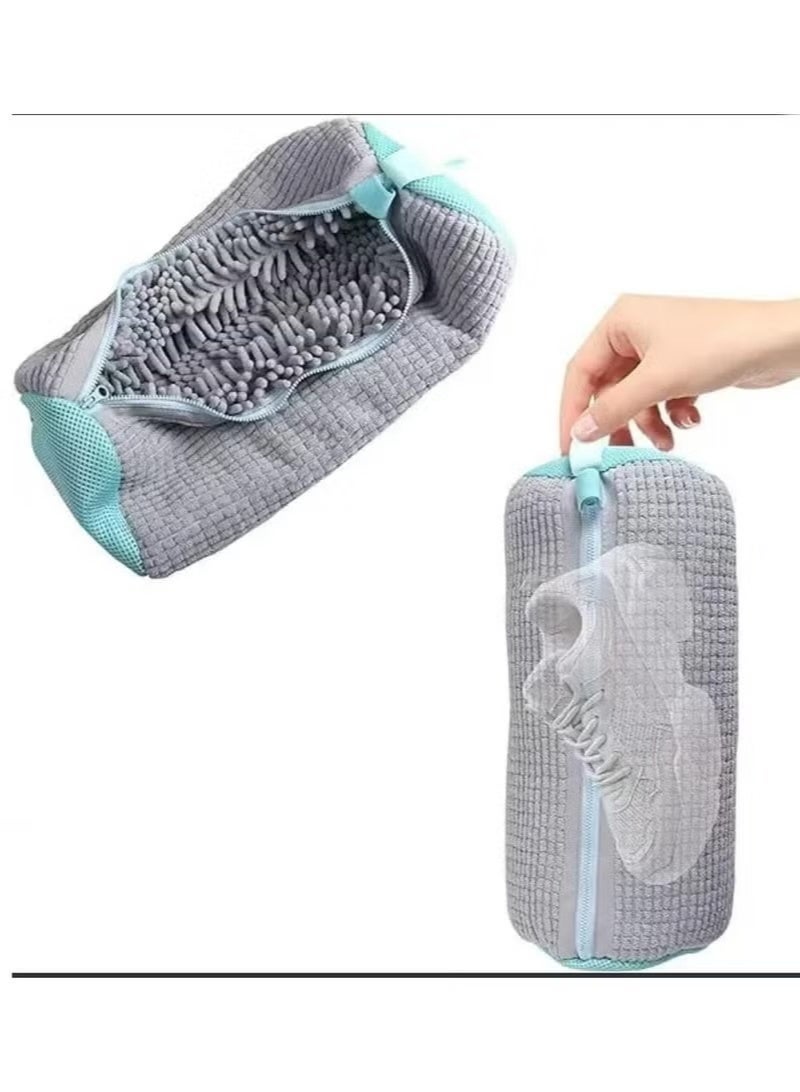 Padded Shoes Washing Machine Bag - Shoes Laundry Bag with Chenille Fibers for Deep Cleaning - Protective Mesh Bag with Durable Zipper. - Image 3