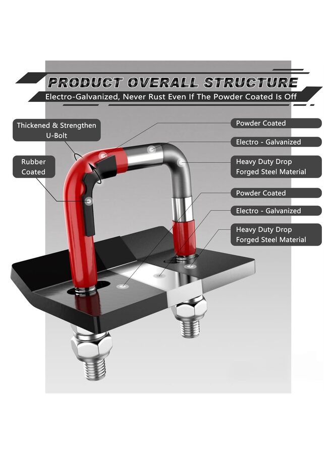 Generic Hitch Tightener Clamp, Heavy Duty Hitch Stabilizer for 1.25" and 2" Trailer Hitches, Rubber Isolator and Double Coating Protective (Color : Red)  - Image 2