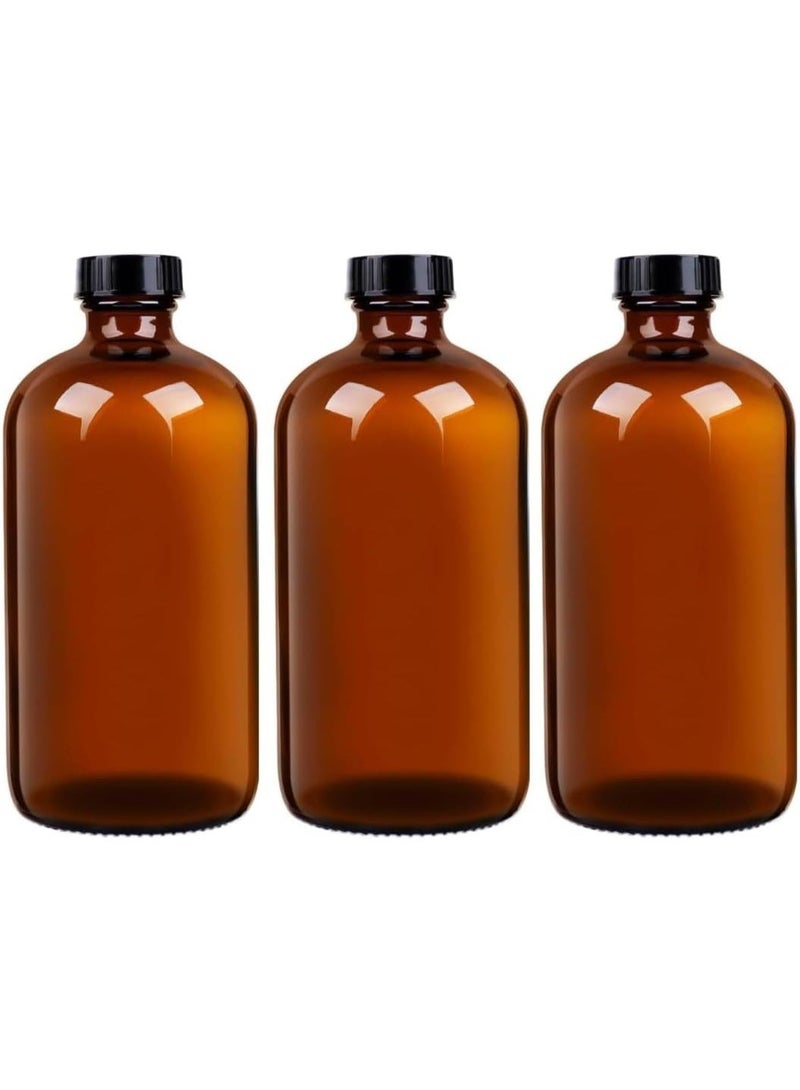 Luxoraq 500ML Amber Glass Bottle Set 3PCS | Essential Oil Bottle | DIY Refillable Glass Bottles | Perfume Mixing Bottle | Bathroom Dispenser | Leakproof Boston Round Container - Image 1