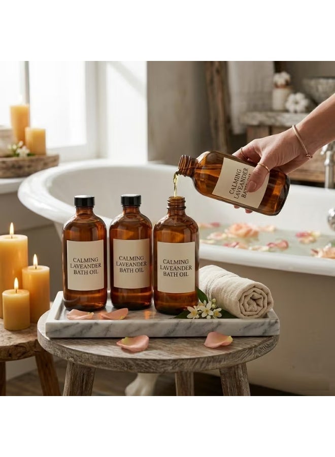 Luxoraq 500ML Amber Glass Bottle Set 3PCS | Essential Oil Bottle | DIY Refillable Glass Bottles | Perfume Mixing Bottle | Bathroom Dispenser | Leakproof Boston Round Container - Image 2