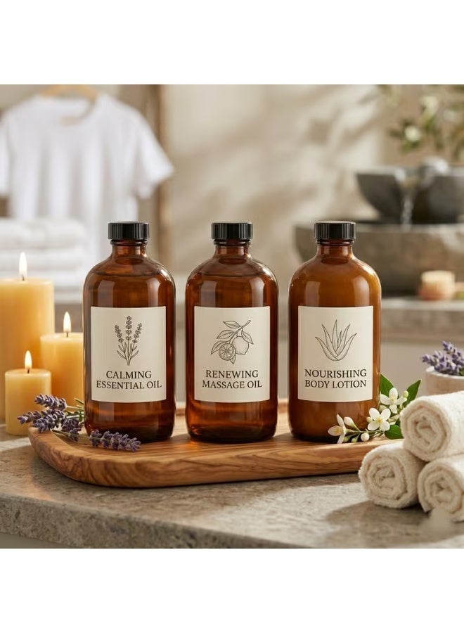 Luxoraq 500ML Amber Glass Bottle Set 3PCS | Essential Oil Bottle | DIY Refillable Glass Bottles | Perfume Mixing Bottle | Bathroom Dispenser | Leakproof Boston Round Container - Image 3