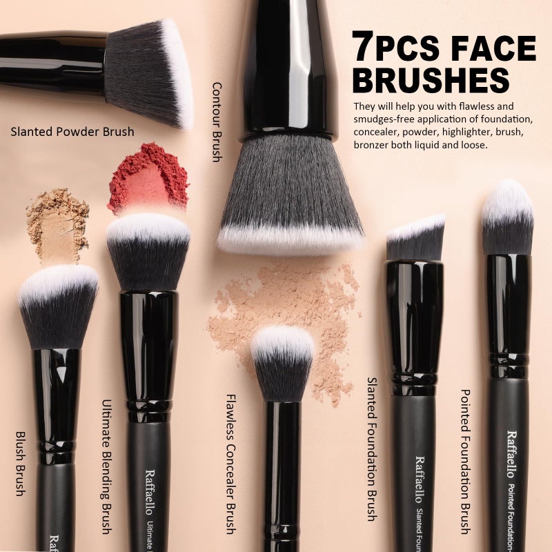 Raffaello Makeup Brushes 15Pcs Makeup Brush Set Premium Synthetic Powder Foundation Contour Blush Concealer Eye Shadow Blending Liner Make Up Brush Kit - Image 4