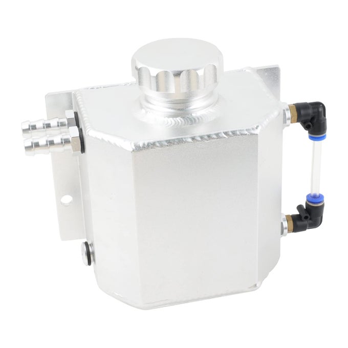 Universal 1L Coolant Radiator Tank Overflow Expansion Tank Recovery Water Reservoir Silver