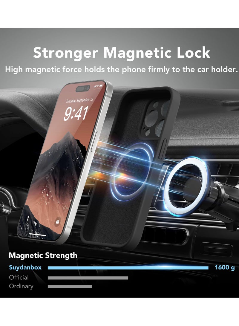 SUYDANBOX Magnetic for iPhone 15 Pro Case Compatible with MagSafe [Full Camera Protection][Screen Protector] Silicone Shockproof Protective Phone Case for iPhone 15 Pro 6.1" Black - Image 3