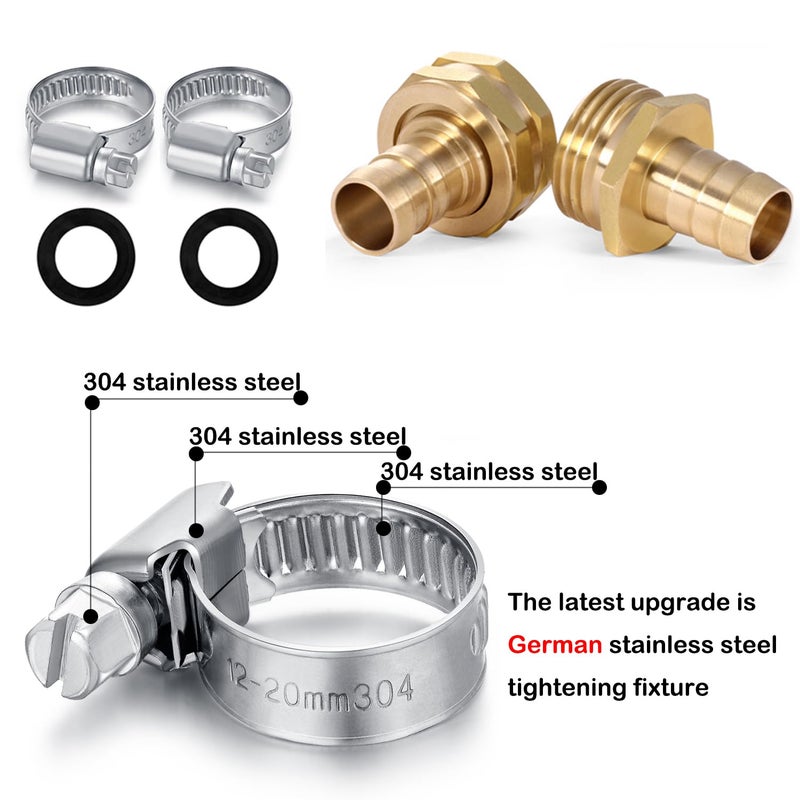 SIGURANTA Garden Hose Repair Connector with Clamps Hose End Repair Kit,5/8" Barb Garden Hose Fittings Male and Female brass garden hose ends (5/8"Barb-2 Set) - Image 3