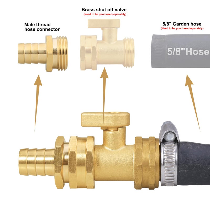SIGURANTA Garden Hose Repair Connector with Clamps Hose End Repair Kit,5/8" Barb Garden Hose Fittings Male and Female brass garden hose ends (5/8"Barb-2 Set) - Image 4
