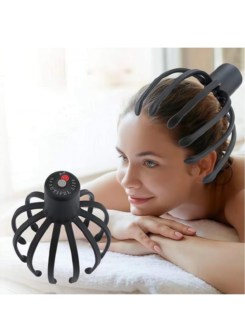 ليون هوم جهاز تدليك فروة الرأس الكهربائي بثلاثة أوضاع، جهاز تدليك للرأس بزاوية 360 درجة، جهاز تدليك محمول لاسلكي لخدش الرأس لتخفيف التوتر - Image 1