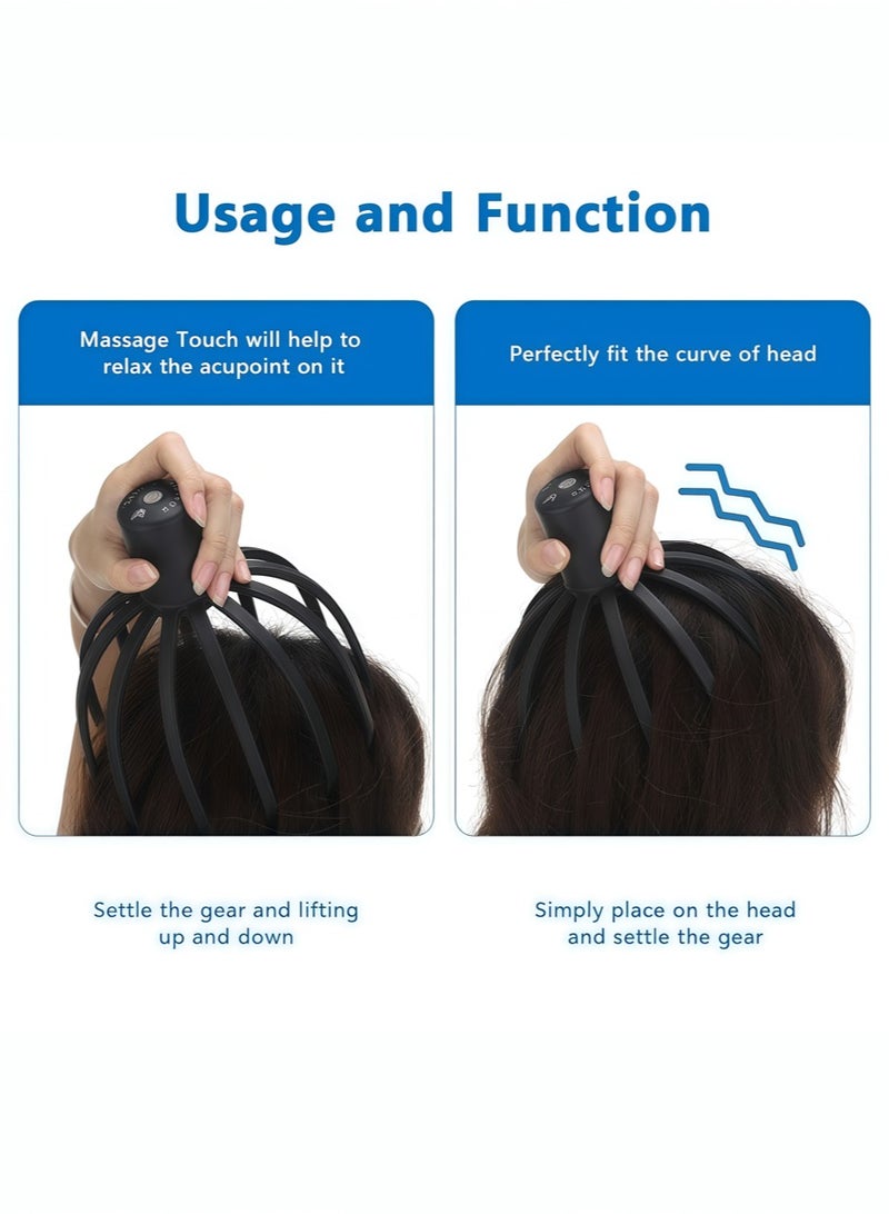 ليون هوم جهاز تدليك فروة الرأس الكهربائي بثلاثة أوضاع، جهاز تدليك للرأس بزاوية 360 درجة، جهاز تدليك محمول لاسلكي لخدش الرأس لتخفيف التوتر - Image 5