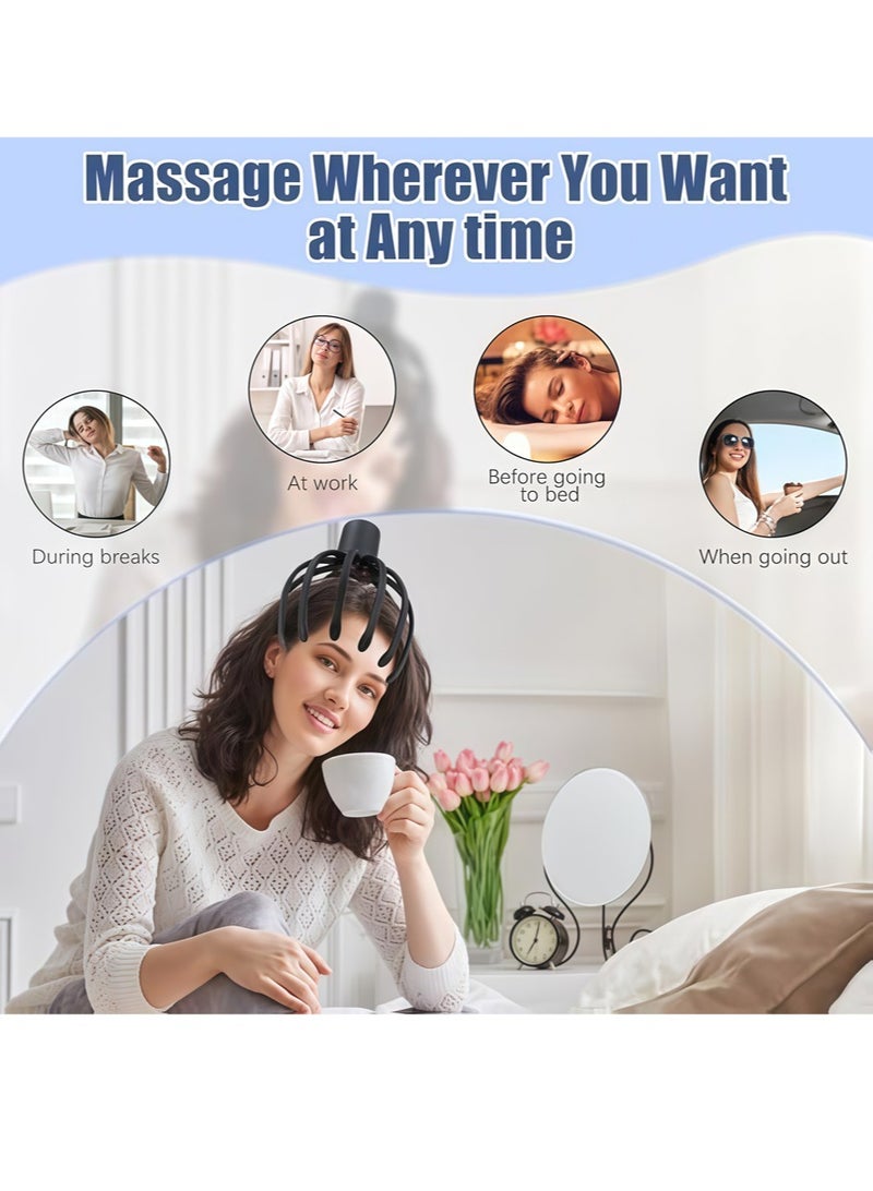 ليون هوم جهاز تدليك فروة الرأس الكهربائي بثلاثة أوضاع، جهاز تدليك للرأس بزاوية 360 درجة، جهاز تدليك محمول لاسلكي لخدش الرأس لتخفيف التوتر - Image 3