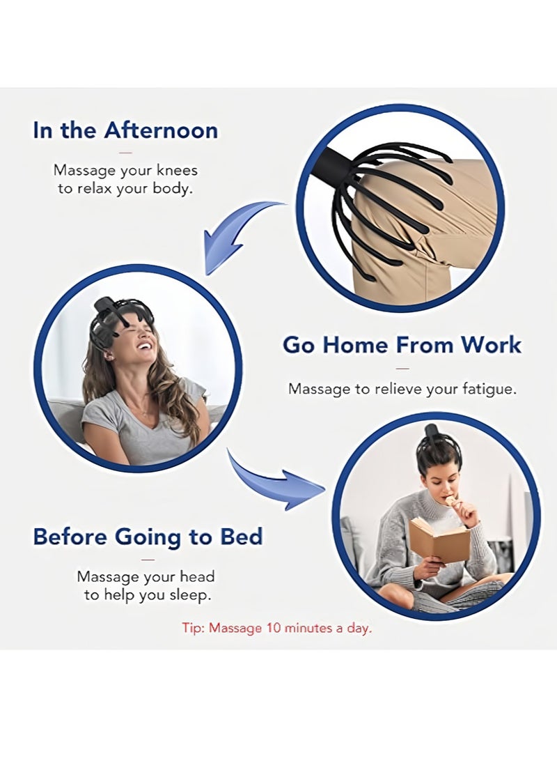 ليون هوم جهاز تدليك فروة الرأس الكهربائي بثلاثة أوضاع، جهاز تدليك للرأس بزاوية 360 درجة، جهاز تدليك محمول لاسلكي لخدش الرأس لتخفيف التوتر - Image 4