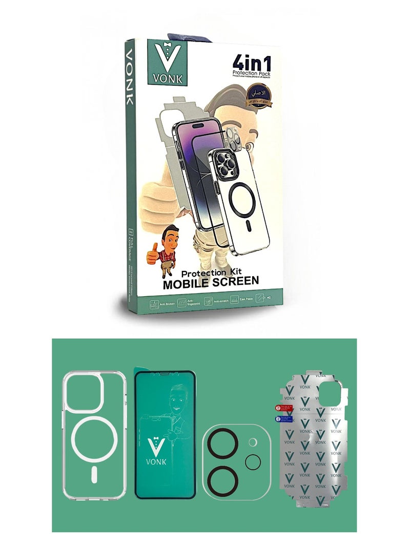 Vonk Economic protection package for iPhone X (4in1), 9H screen protection, back protection for iPhone, silicone back cover for mobile phone, camera lens protection - Image 2