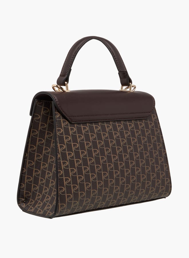 Paprika Women's Monogram Print Tote Bag with Top Handle and Detachable Strap  - Image 3