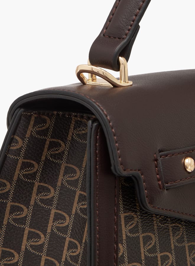 Paprika Women's Monogram Print Tote Bag with Top Handle and Detachable Strap  - Image 5