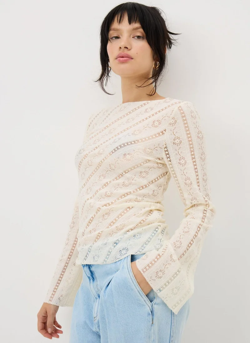 Matalan Cream Lace Long Sleeve Top