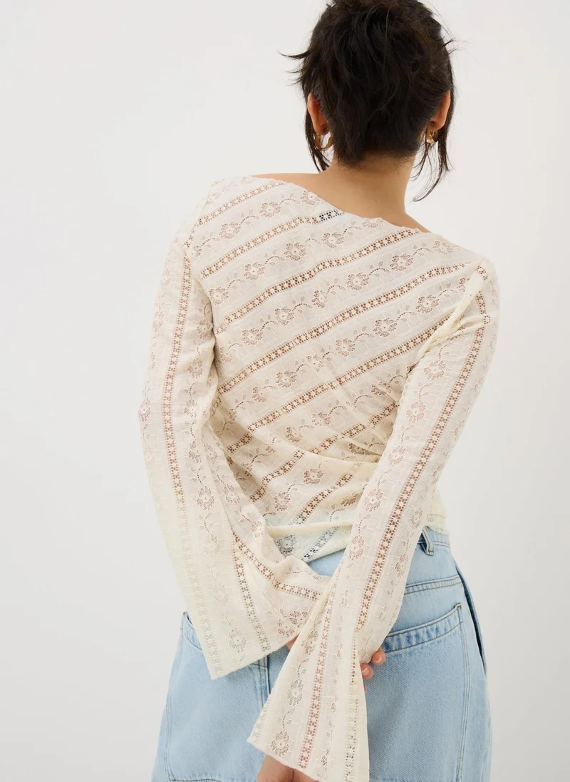 Matalan Cream Lace Long Sleeve Top