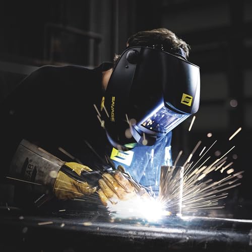 ESAB 0700000490 SAVAGE A40 Black Auto-Darkening Welding Helmet, External Shade Adjustment, Four Arc Sensor Auto Darkening, 3.93" x 1.96" True Color Viewing Lens, Sensitivity/Delay Control - Image 2