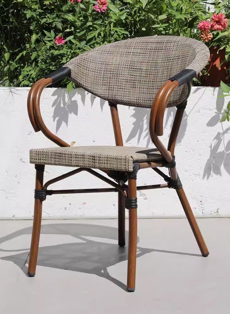 LANNY Jeffcoco Furniture Garden Dining Chair Outdoor Desk Chair Patio Balcony Dinner Chair Poly Rattan Restaurant, Coffee Shop (1 piece Beige Chair)  - Image 1