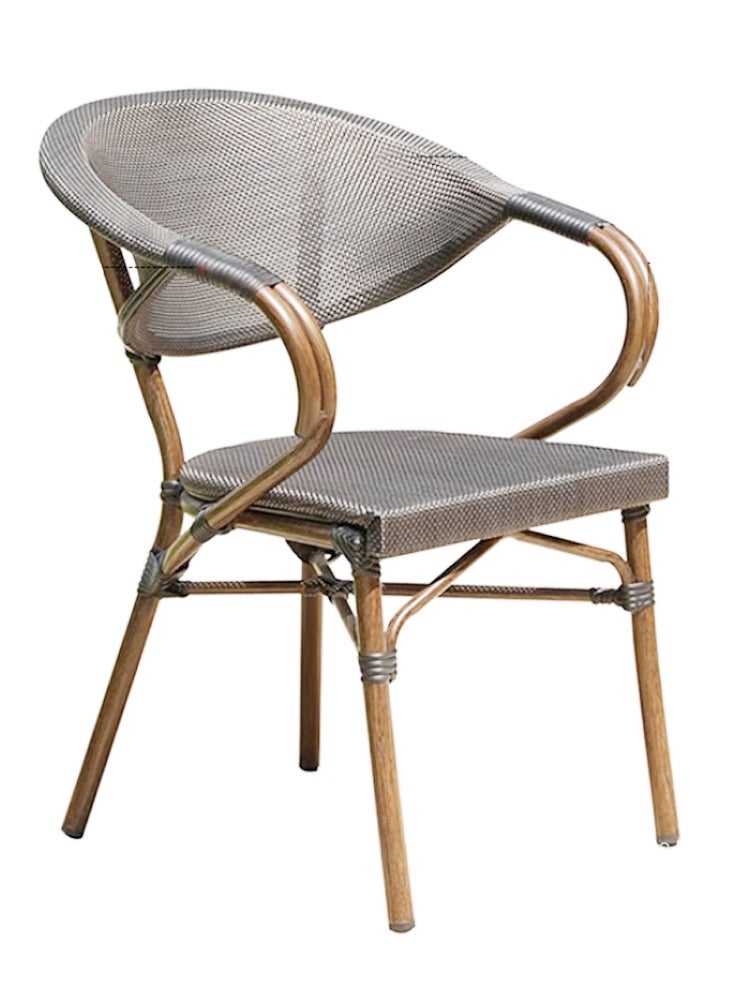 LANNY Jeffcoco Furniture Garden Dining Chair Outdoor Desk Chair Patio Balcony Dinner Chair Poly Rattan Restaurant, Coffee Shop (1 piece Beige Chair)  - Image 2