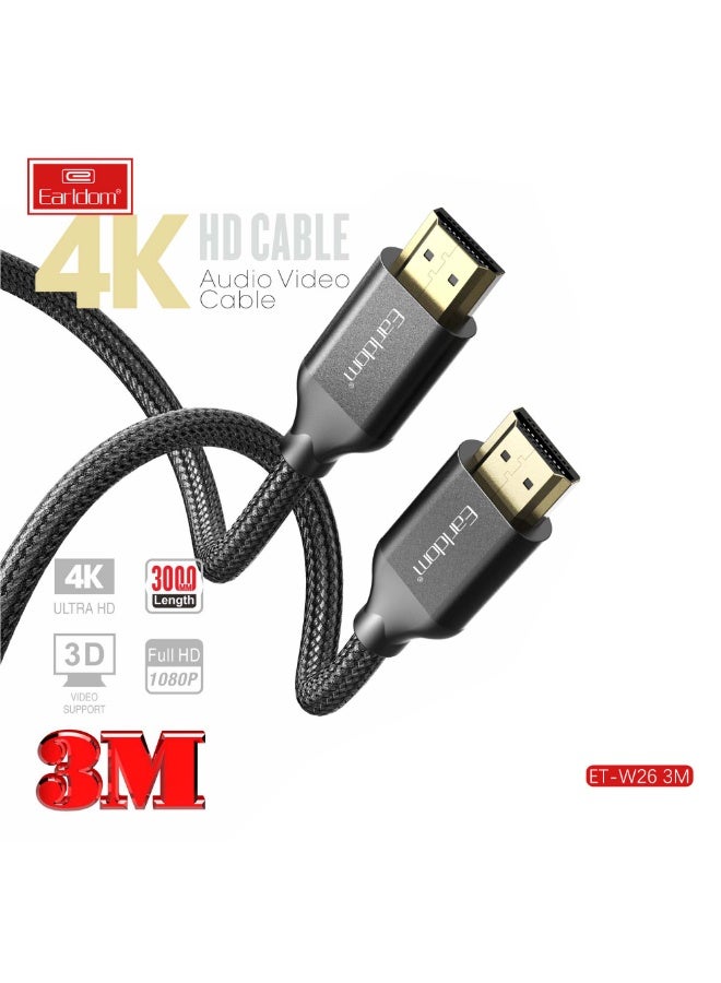 Earldom cable ET-W26 3M 4K HD braided cable AUDIO VIDEO CABLE FULL HD - Image 1