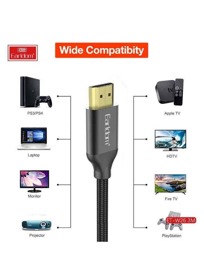 Earldom cable ET-W26 3M 4K HD braided cable AUDIO VIDEO CABLE FULL HD - Image 2