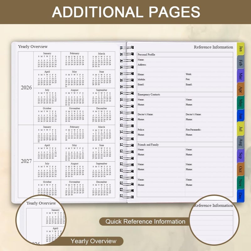 Getvow 2026 Planner - Planner 2026 for Women & Men, January 2026 - December 2026, Monthly and Weekly Calender Planner with 12 Monthly Tabs, 6.4" x 8.5", Leaf - Image 4
