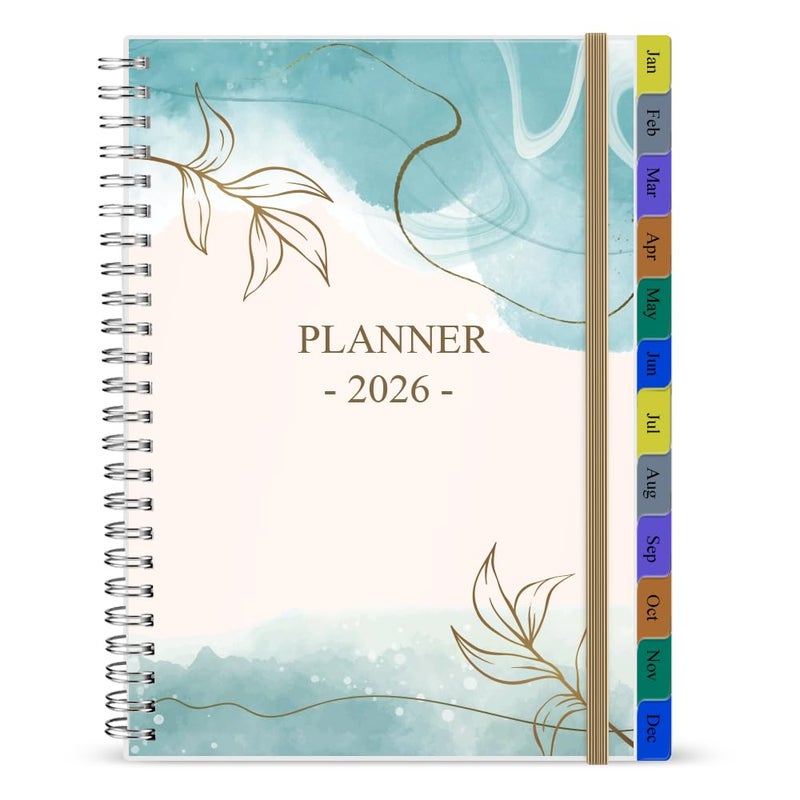 Getvow 2026 Planner - Planner 2026 for Women & Men, January 2026 - December 2026, Monthly and Weekly Calender Planner with 12 Monthly Tabs, 6.4" x 8.5", Leaf - Image 1