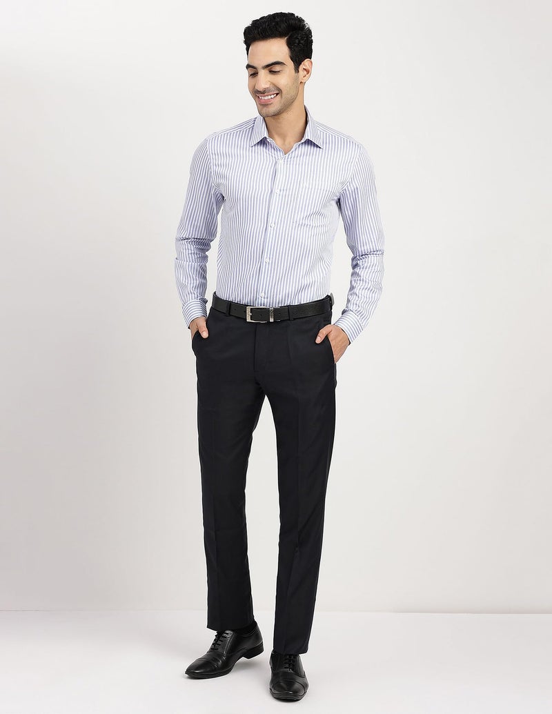 Arrow Men Slim fit Cotton Striped Long Sleeves Cutaway Collar Shirt(ARADOSH0816_Blue_42) - Image 4