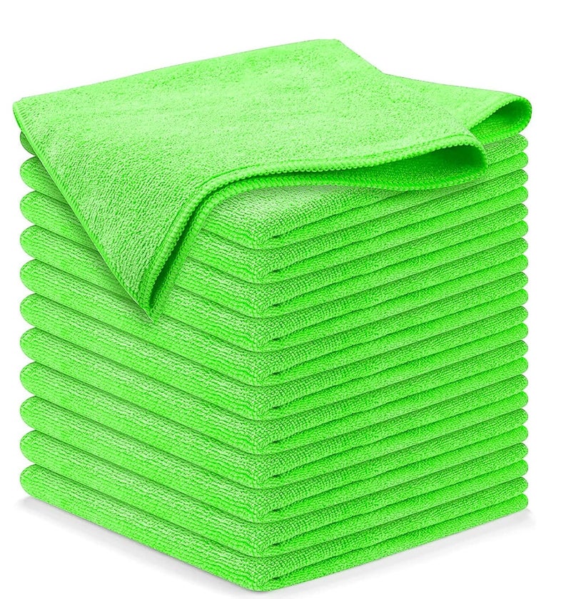 Winberg Microfiber Cleaning Cloth Pack of 12 Size 40 x 40 cm 250 GSM MultiFunctional Cleaning Towels Highly Absorbent Cleaning Rags LintFree TWG012