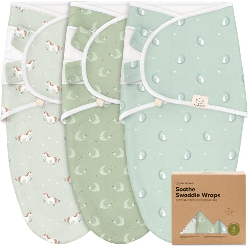 KeaBabies 3Pack Organic Baby Swaddle Sleep Sacks Swaddles for Newborns Infant 03 Months Baby Girls Boys Soft Snug Newborn Sleep Sack Nursery Swaddling Blankets Lunaris OS - Image 1