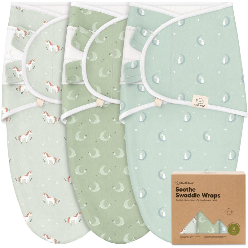 KeaBabies 3Pack Organic Baby Swaddle Sleep Sacks Swaddles for Newborns Infant 03 Months Baby Girls Boys Soft Snug Newborn Sleep Sack Nursery Swaddling Blankets Lunaris OS - Image 2